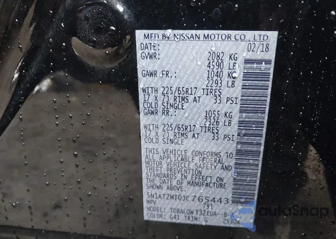 2018 Nissan Rogue Sv from USA, damaged, VIN 5N1AT2MT0JC765443